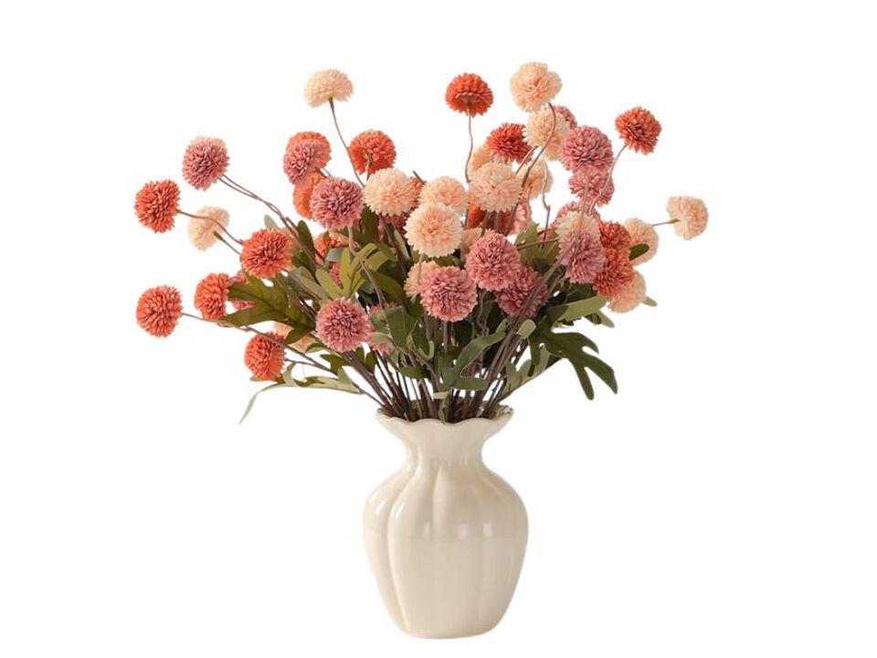 Orange Artificial Mum Flower Stems Vase Filler Fall Flowers