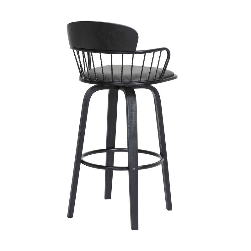 HomeRoots 30" Faux Leather Bar Stool with Square Seat and Wood Base image number 3