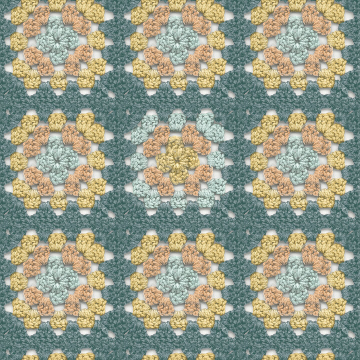 Maud Teal Crochet Geometric Wallpaper