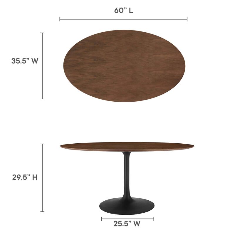 Modway - Lippa 60" Oval Walnut Wood Grain Dining Table Black Walnut