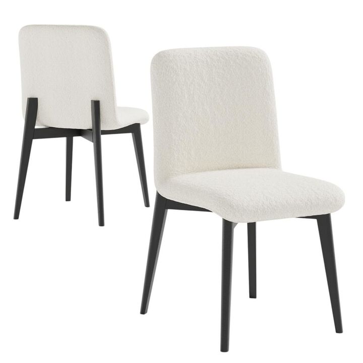 Hivvago Set of Two White and Black Upholstered Boucle Dining Side Chairs