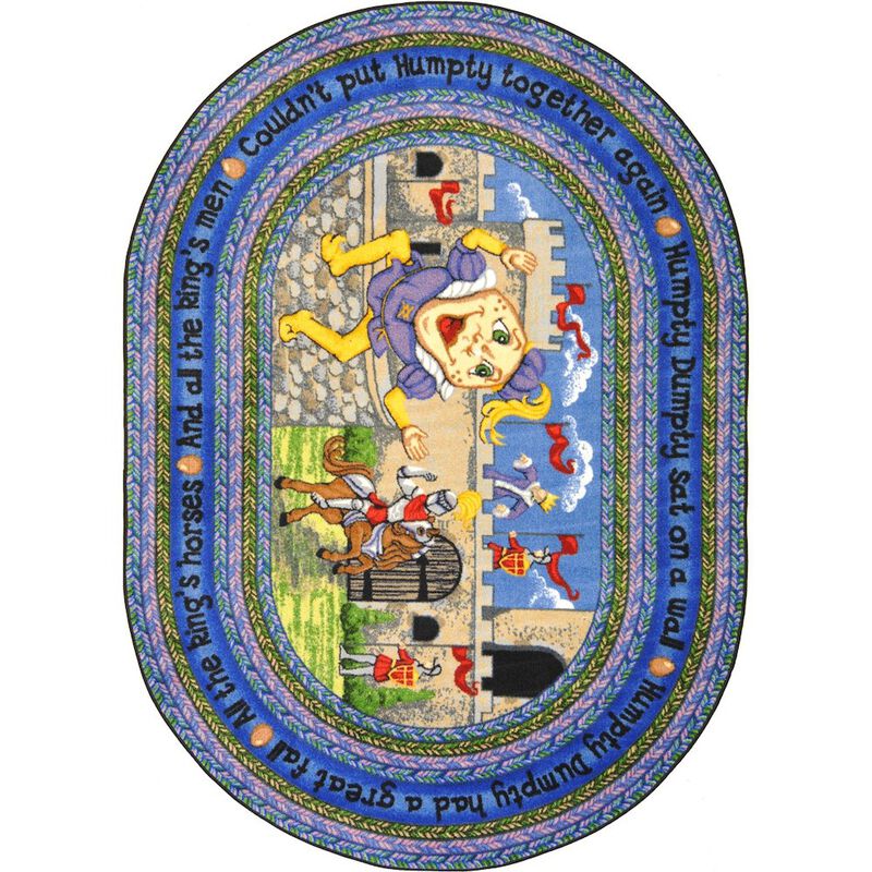 Joy Carpets Kid Essentials Humpty Dumpty 5'4 x 7'8 Oval Area Rug in Color Multi