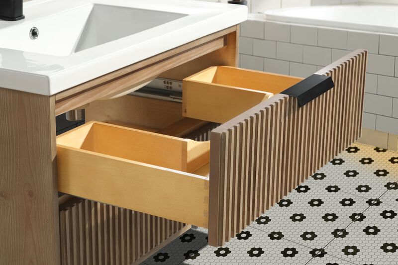 Diego 30" Floating Bathroom Vanity Weathered Fir image number 9