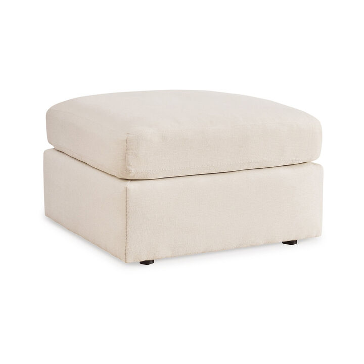 Meso Oversized Square Ottoman, Oyster Ivory Nuvella Polyester, 32 Inch - Benzara