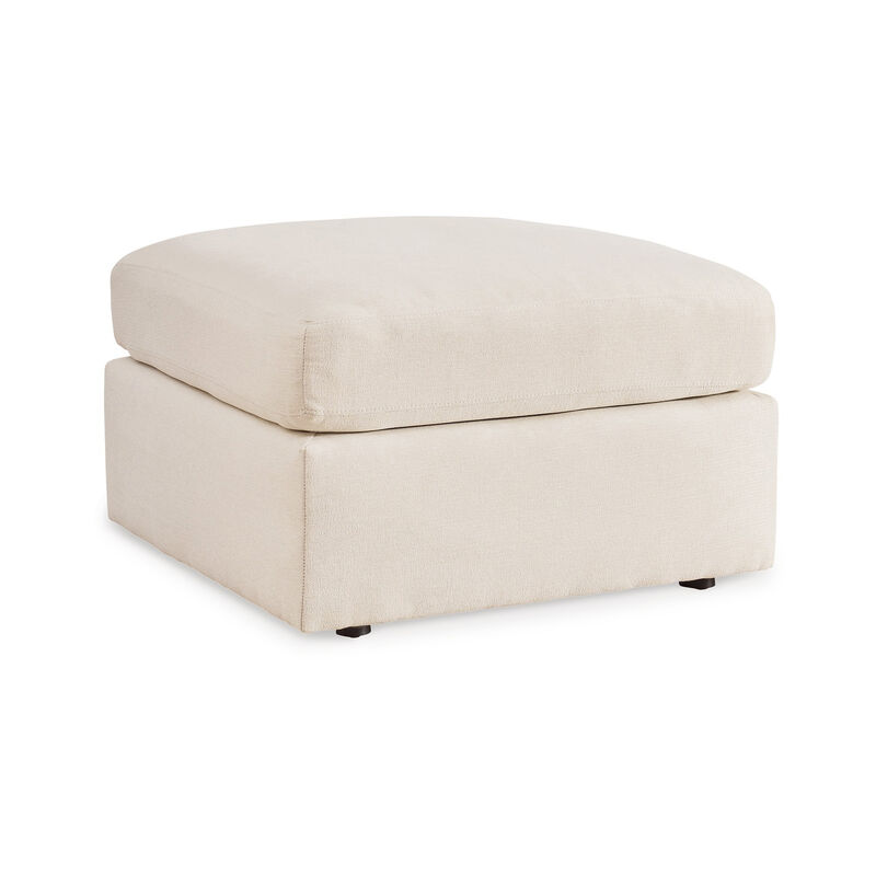 Meso Oversized Square Ottoman, Oyster Ivory Nuvella Polyester, 32 Inch - Benzara
