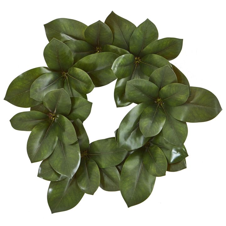 HomPlanti 22" Magnolia Leaf Artificial Wreath