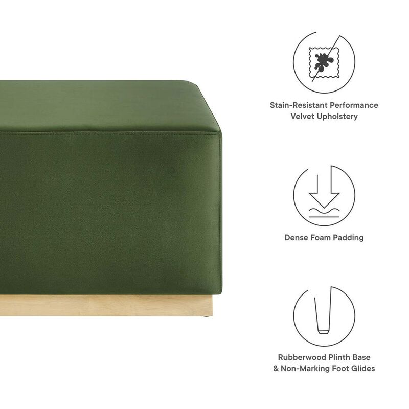 Modway Tilden Large 28 Square Performance Velvet Upholstered Ottoman