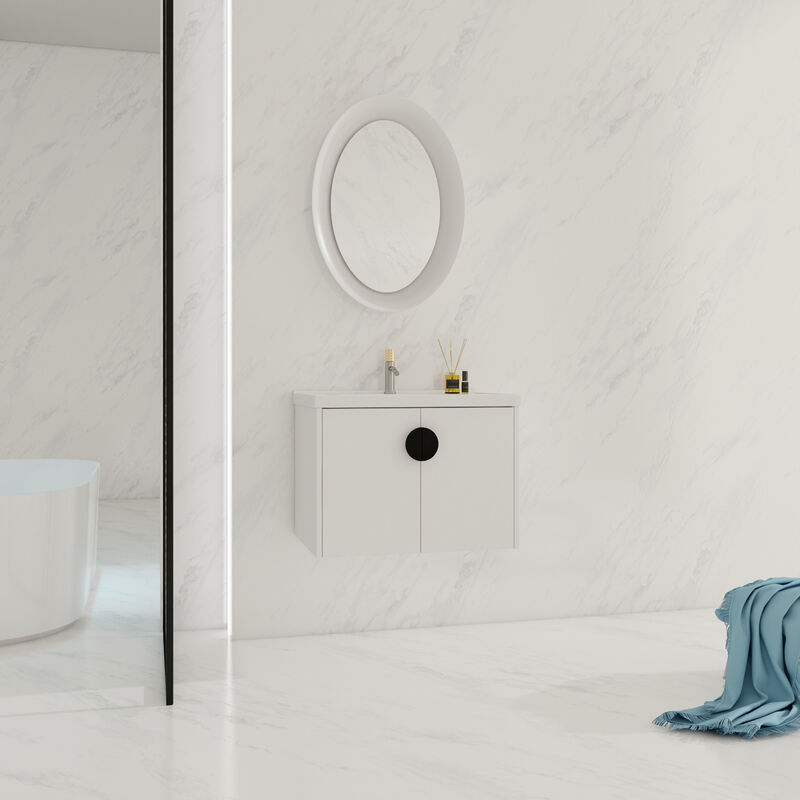 ELEMENT ACE Wall Mounted Bathroom Vanity with Ceramic Sink and Soft Close Doors image number 7