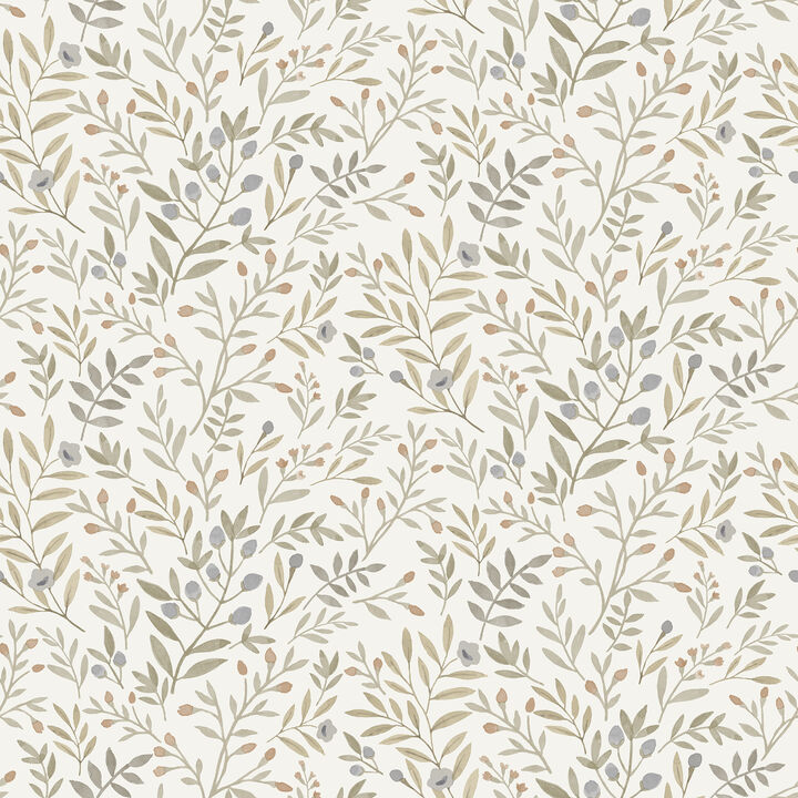 Inia Classical Floral All-over Green Wallpaper INA78802