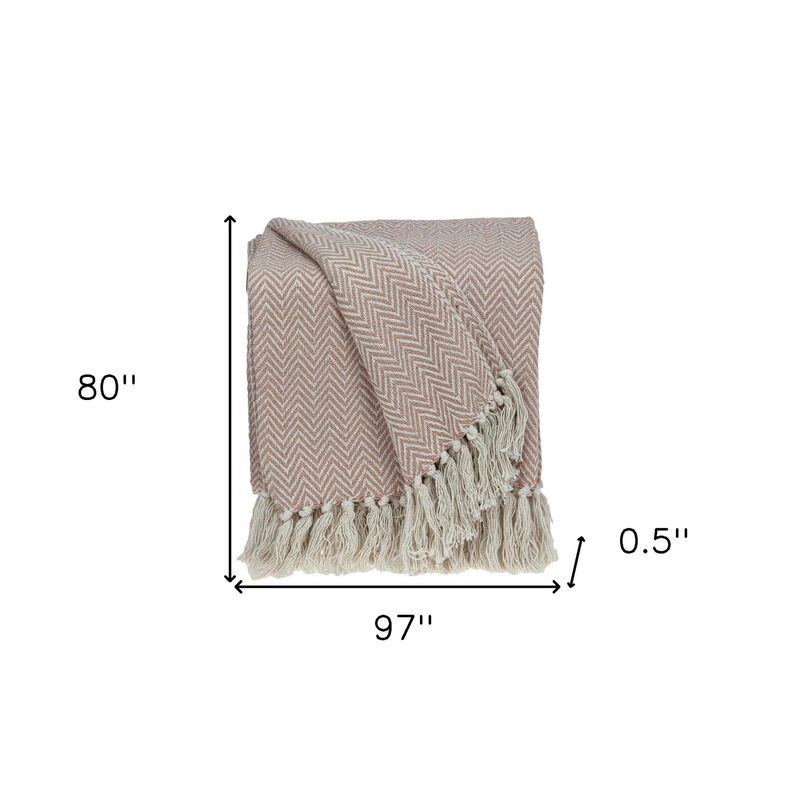 HomeRoots Pink Woven Cotton Solid Color Reversable Throw image number 4