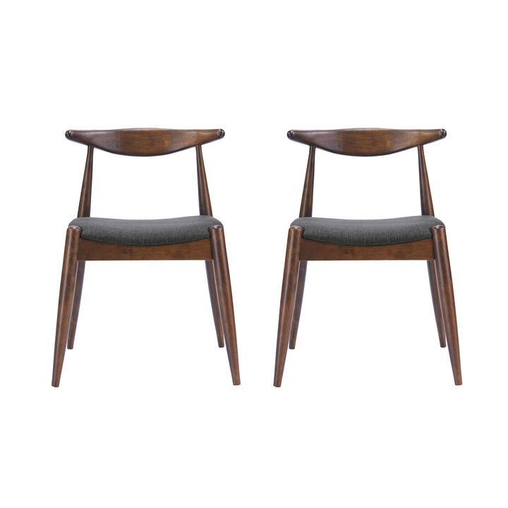 Merax Set of 2 Rubberwood Dining Chairs - Ergonomic Backrest with Thick Comfort Cushions, Solid Wood Kitchen Side Chairs
