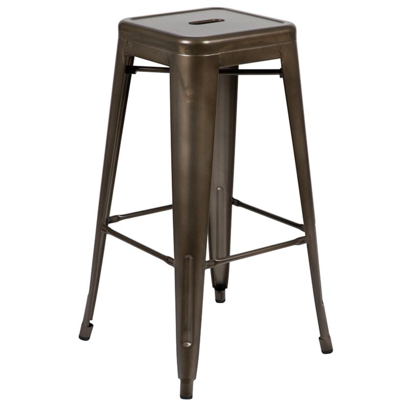 Flash Furniture Lily 30" High Metal Indoor Bar Stool in Gun Metal Gray - Stackable Set of 4