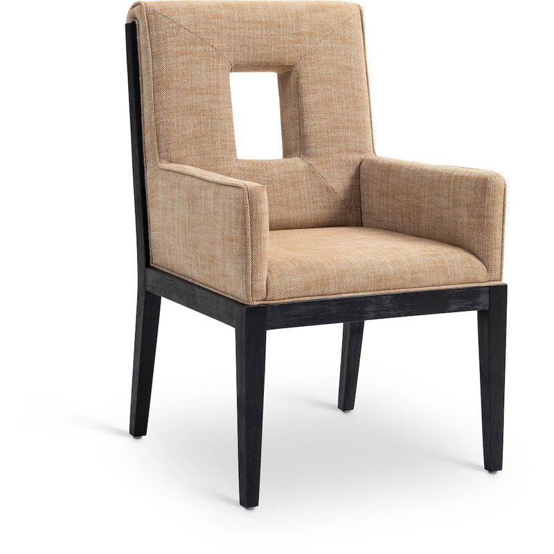 Meridian Furniture Gwendolyn Cognac Linen Textured Fabric Dining Arm Chair