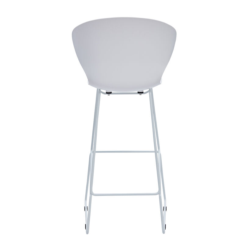 HomeRoots Set of Two 30" White and Silver Heavy Duty Plastic and Metal Low Back Bar Height Bar Chairs image number 4