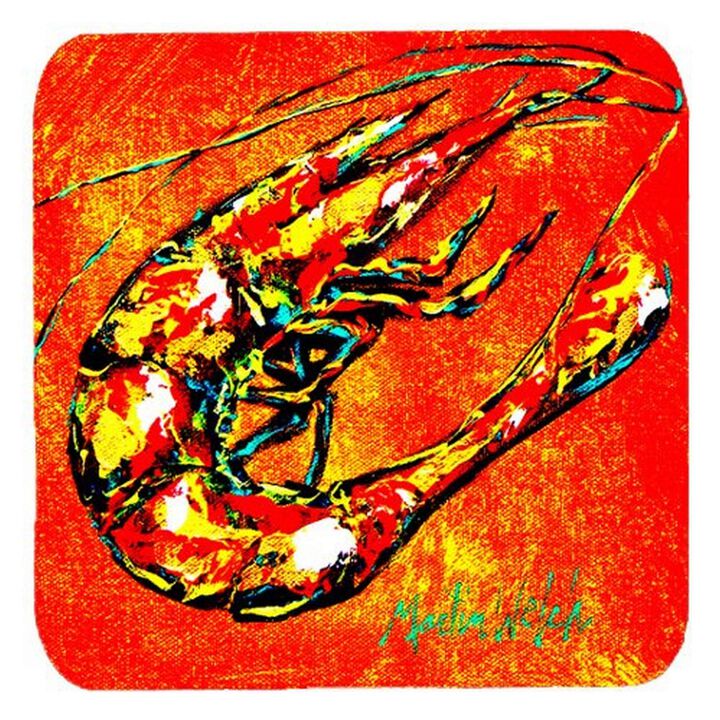 Caroline's Treasures MW1055FC Shrimp Rusty Nail Foam Coasters (Set of 4), 3.5 H x 3.5 W, Multicolor