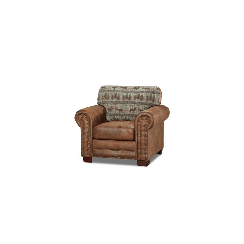 American Furniture Classics Deer Teal Tapestry Lodge Armchairs