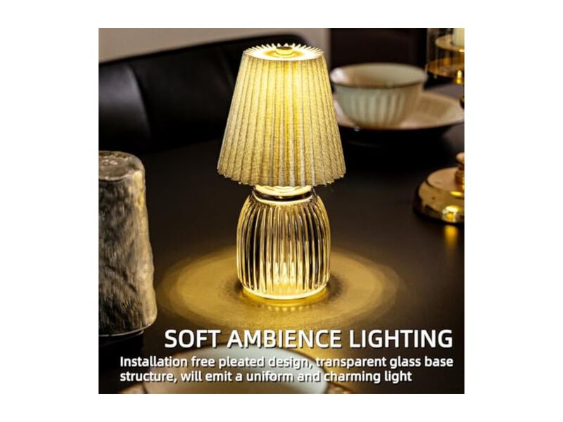 Cordless Battery Operated Battery Powered Glass Table Lamp For Bathroom Gray image number 3