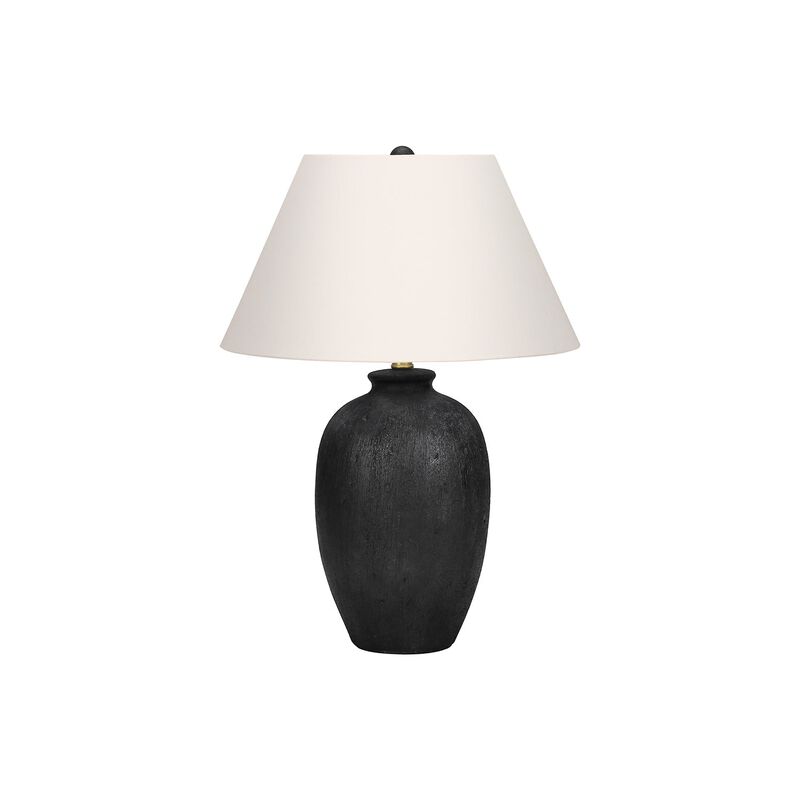 Monarch Specialties I 9721 - Lighting, 24"H, Table Lamp, Black Ceramic, Ivory / Cream Shade, Modern