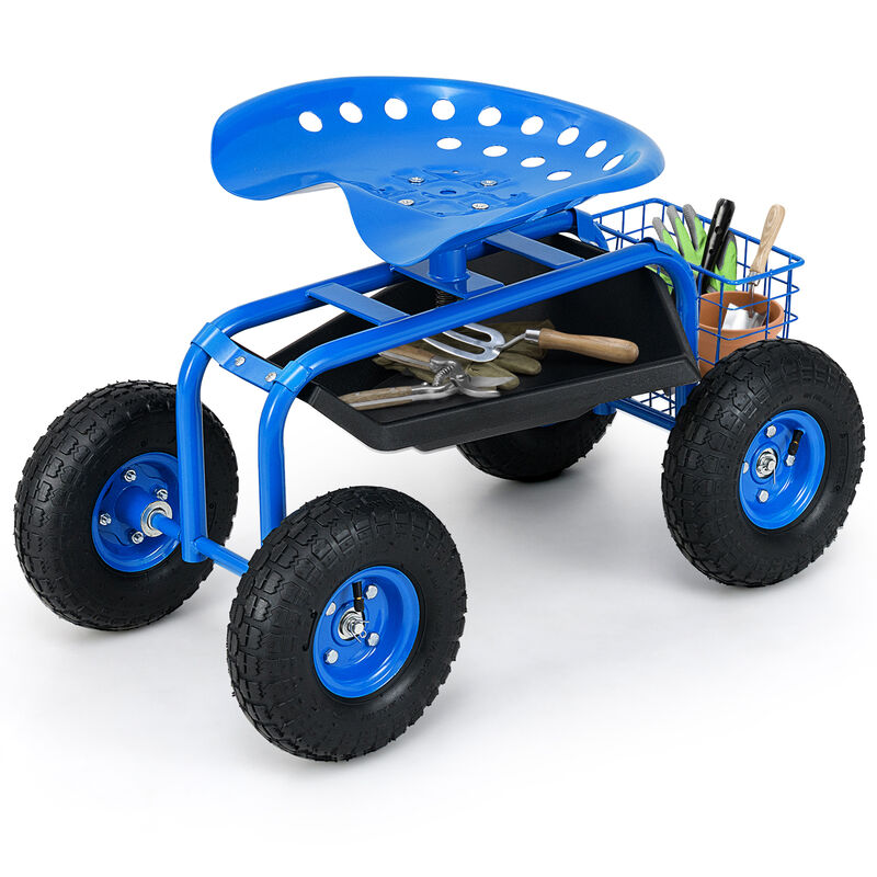 Garden Utility Cart with Sturdy Tool Tray and All-Terrain Wheels