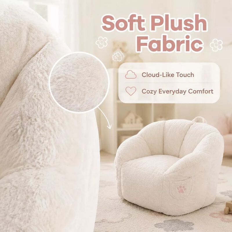 Vipbear Bean Bag Chair for Adults,Faux Fur Memory Foam Bean Bag Couch Sofa High Back, Reading Chair image number 2