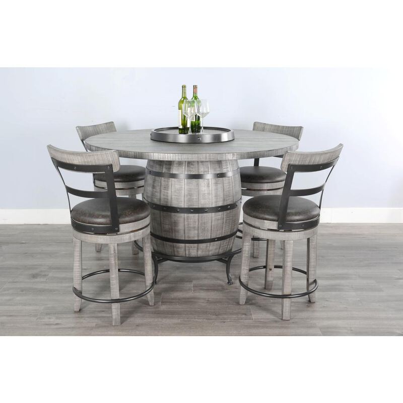 Sunny Designs Round Pub Table with Wine Barrel Base