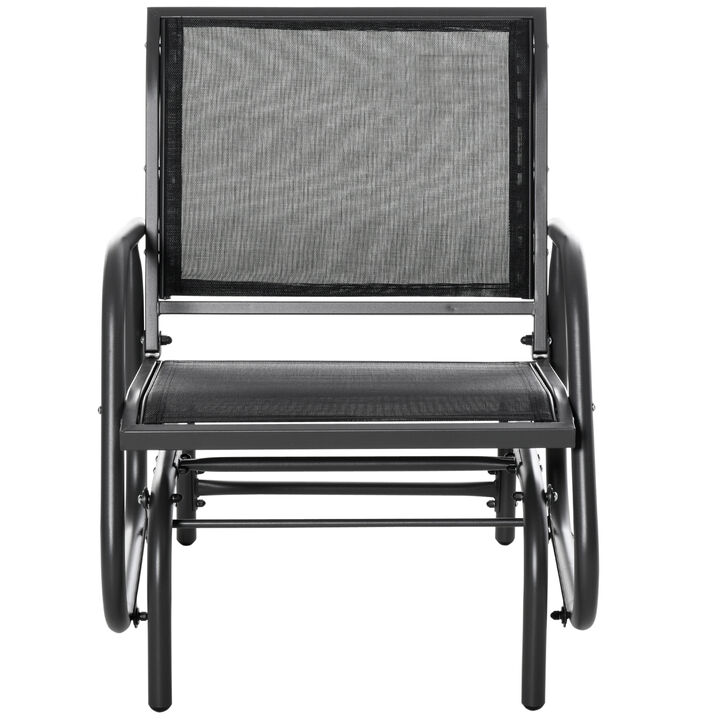 Hivvago Outdoor Steel Glider Chair with Curved Armrests