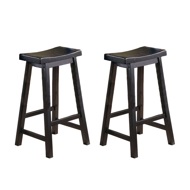 Streamdale 29" Bar Stools, Saddle Seat Wood (Set of 2)