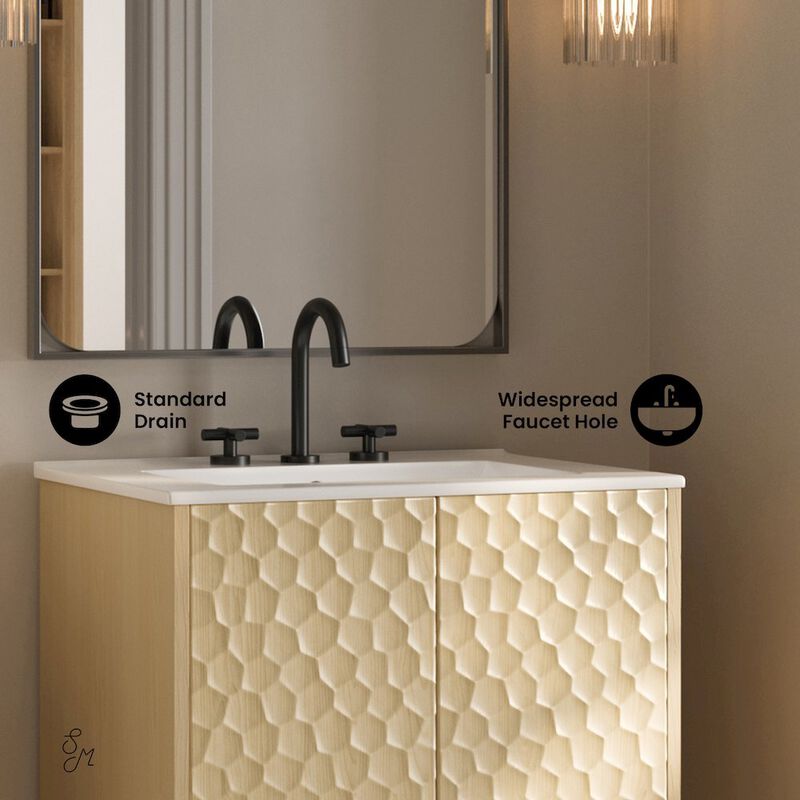 24" Freestanding Bathroom Vanity with 3-Hole Centerset Sink Top image number 3