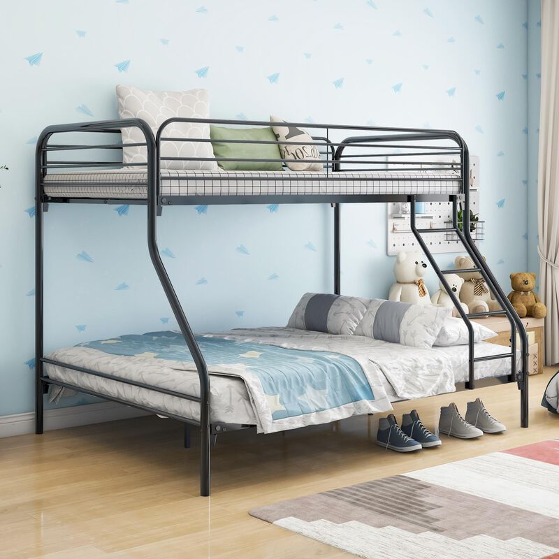 Heavy-Duty  Metal Bunk Bed with Sturdy Guardrails & Easy Assembly