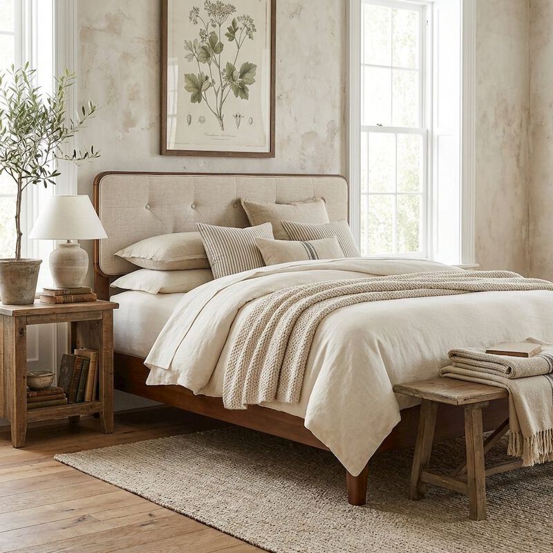 Tufted Fabric King Headboard with Wood Frame and Elegant Design image number 2