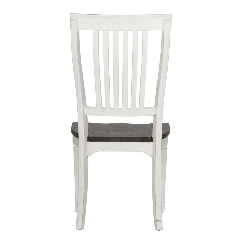Liberty Furniture Allyson Park Slat Back Side Chair (RTA) in Wirebrushed White w/ Charcoal Top image number 3