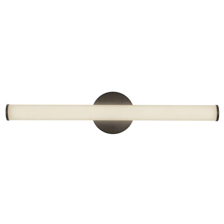 Vire 24-in Black Damp-Rated Dimmable LED Wall/Vanity Light with Ribbed Opal Diffuser