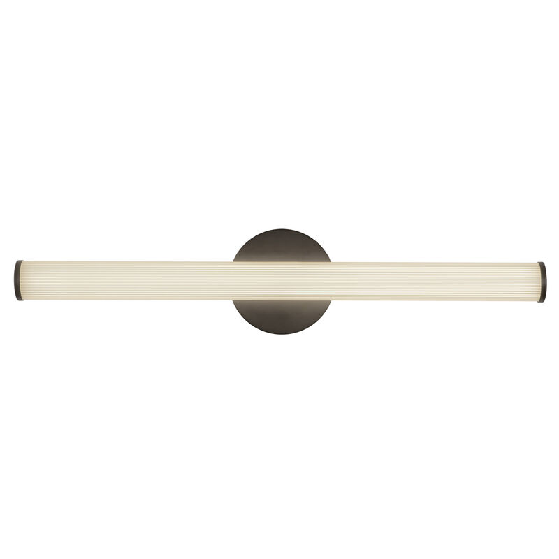 Vire 24-in Black Damp-Rated Dimmable LED Wall/Vanity Light with Ribbed Opal Diffuser image number 0