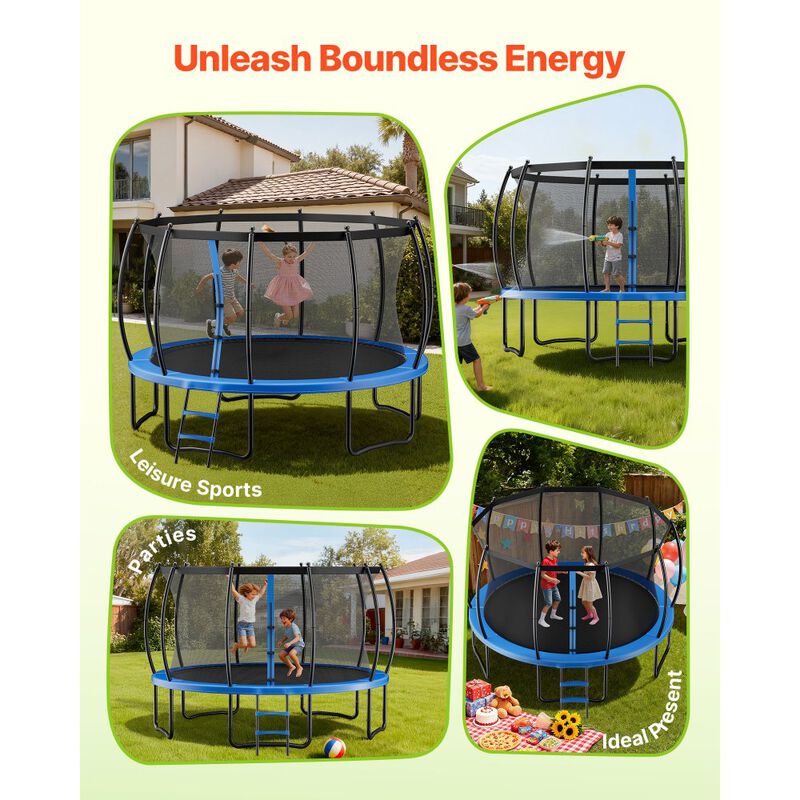 Recreational Outdoor Trampoline with Enclosure Net, Thick Safety Pad for Kids & Adults image number 2