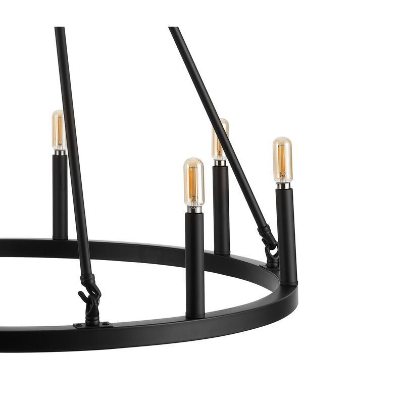 Oberto Ring Iron Rustic Farmhouse LED Chandelier