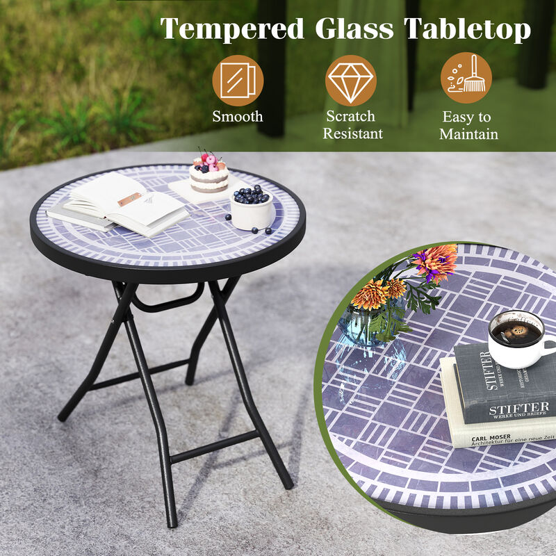 18 Inch Folding Side Table Patio Round Compact Side Table