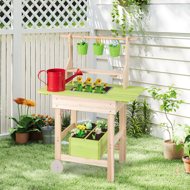 Kids Outdoor Play Kitchen with Removable Pots and Storage image number 7