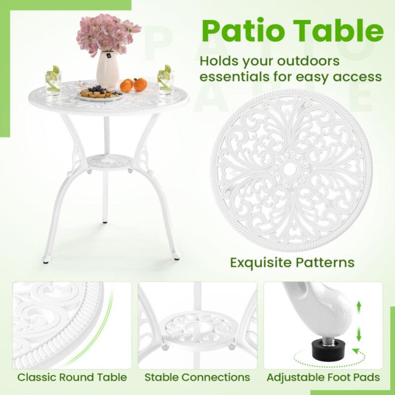 Hivvago 3 Piece All Weather Cast Aluminum Bistro Chairs and Table with Umbrella Holes