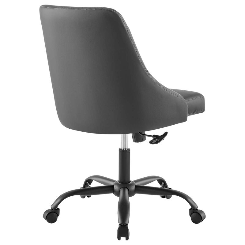 Modway Furniture - Distinct Tufted Swivel Vegan Leather Office Chair Black Gray image number 3