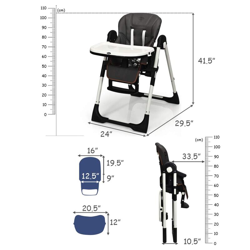 Foldable High chair with Multiple Adjustable Backrest