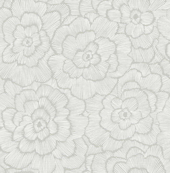 Periwinkle Light Grey Textured Floral Wallpaper