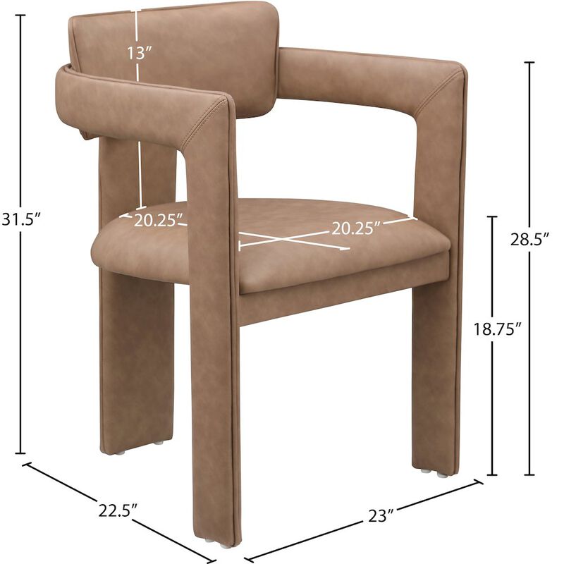 Meridian Furniture Brenda Brown Vegan Leather Dining Chair, Set of 2