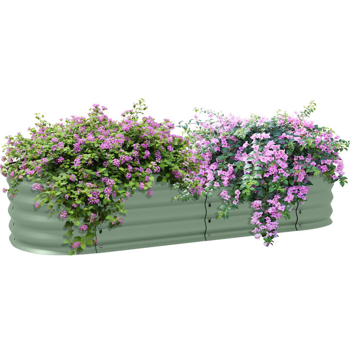 Outsunny 6.5' x 2' x 1' Galvanized Raised Garden Bed Kit, Outdoor Metal Elevated Planter Box with Safety Edging, Easy DIY Stock Tank for Growing Flowers, Herbs & Vegetables, Green