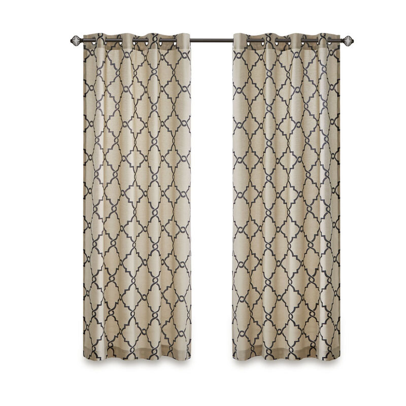 Gracie Mills Ondine Scroll Geometric Fretwork Grommet Window Curtain Panel