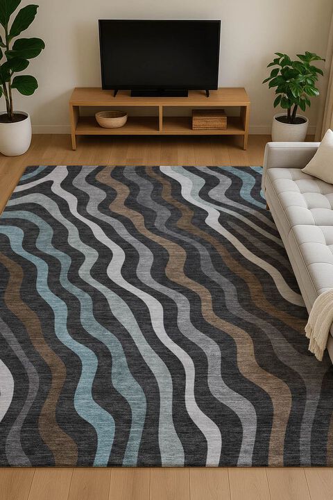 Kenner KN4 Black 1'8" x 2'6" Rug