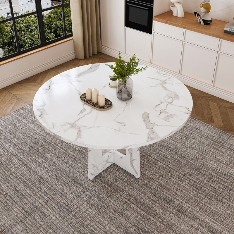 Merax Marble-Style Round Dining Table