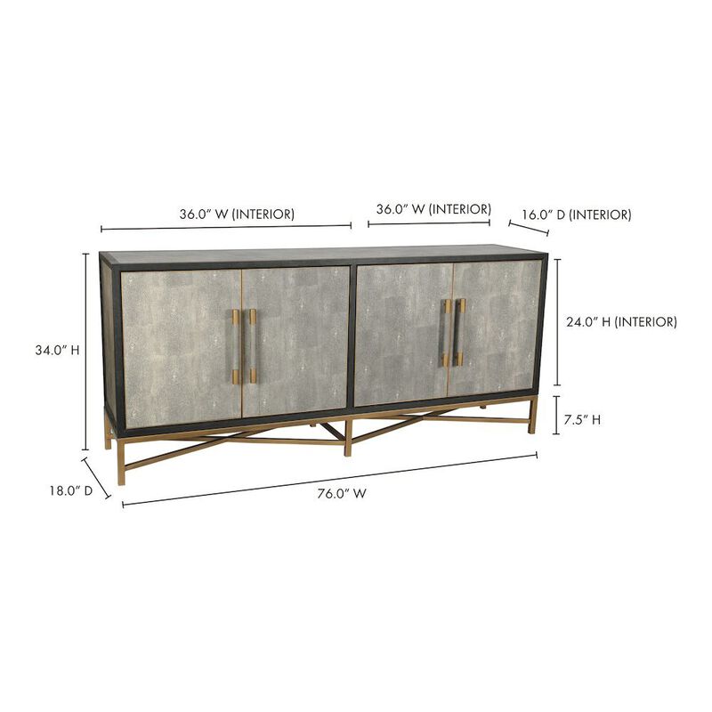 Starlight Canyon Home Gray Sideboard Cabinet with Brass Detailing Unique Credenza image number 6