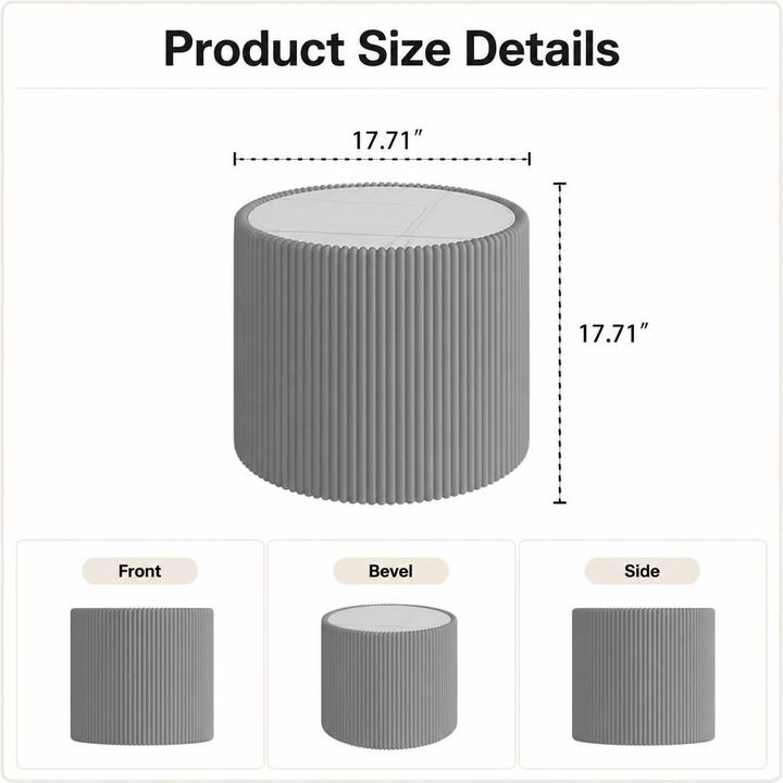 GOODSILO Round Cylinder Sintered Stone Top Modern Coffee Table with Unique Gold Pattern for Living Room and Multi-space Use