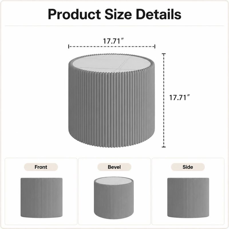 GOODSILO Round Cylinder Sintered Stone Top Modern Coffee Table with Unique Gold Pattern for Living Room and Multi-space Use image number 1