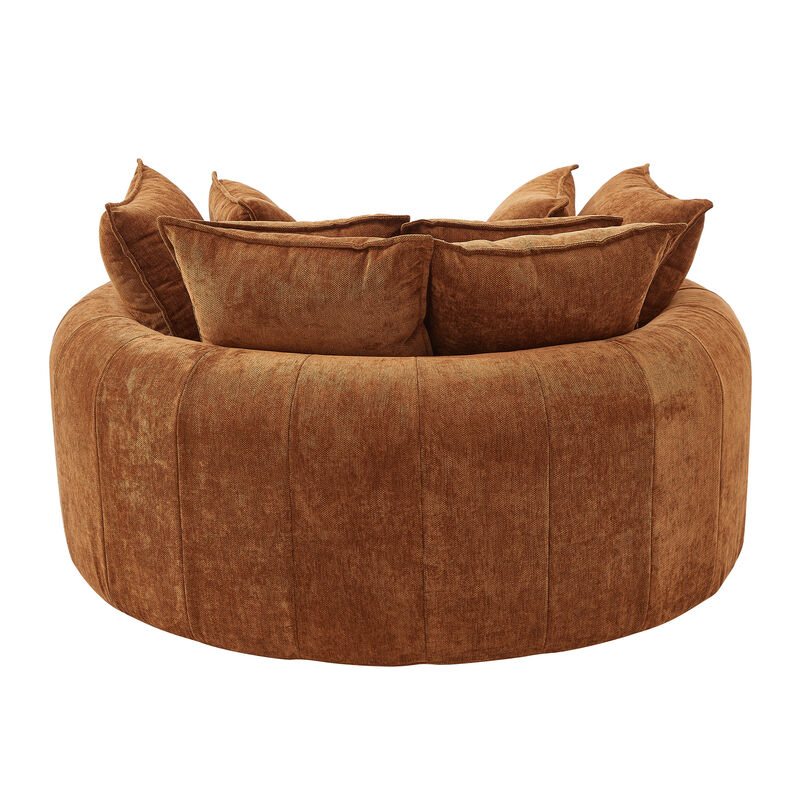 Merax Round Chenille Chaise Sofa with 8 Throw Pillows